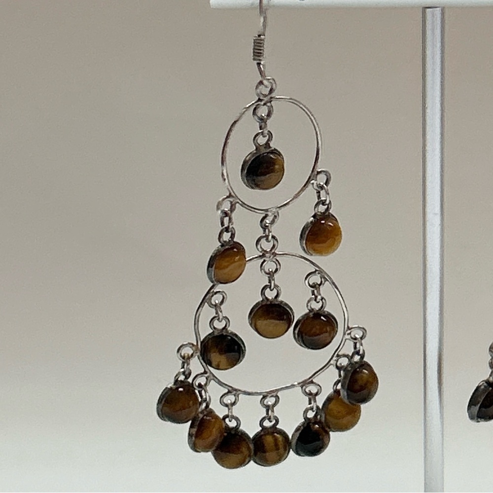 Statement Tiger’s Eye Sterling Silver Chandelier … - image 5